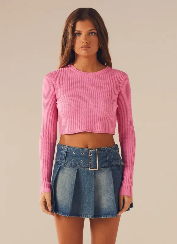 No Angel Denim Mini Skirt - Washed Blue made by Peppermayo