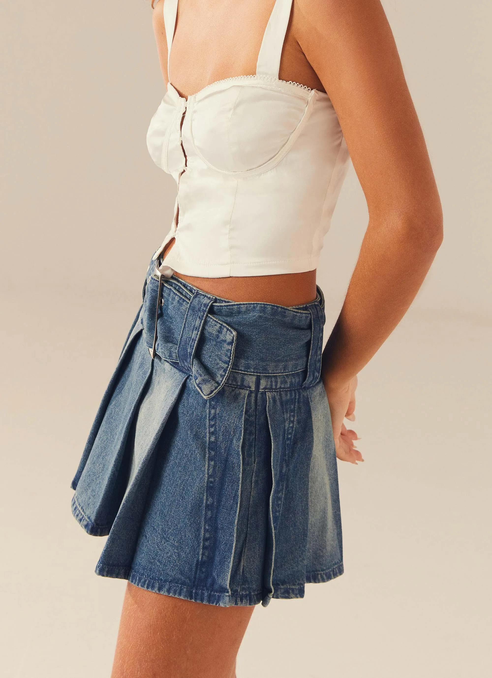 No Angel Denim Mini Skirt - Washed Blue sold by Peppermayo product image thumbnail 4