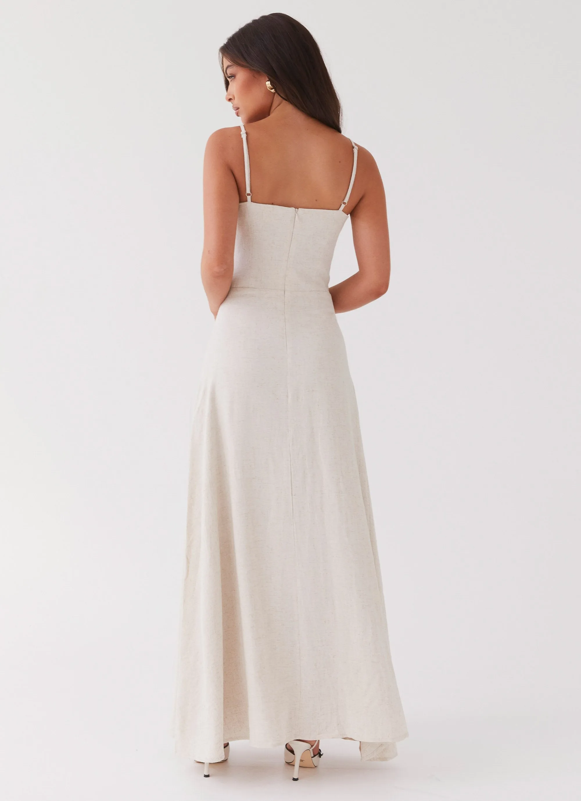 Angelina Linen Maxi Dress - Oatmeal sold by Peppermayo product image thumbnail 4