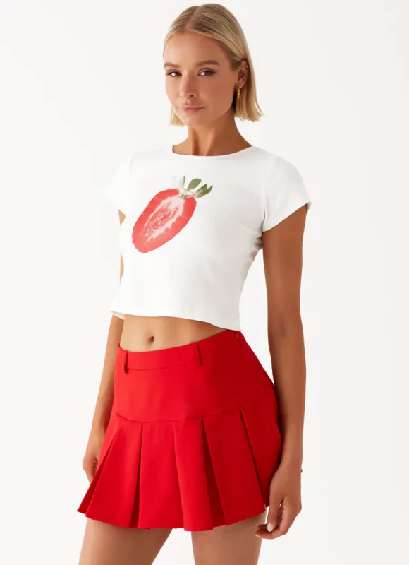 Lovers Low Rise Pleated Mini Skirt - Red sold by Peppermayo
