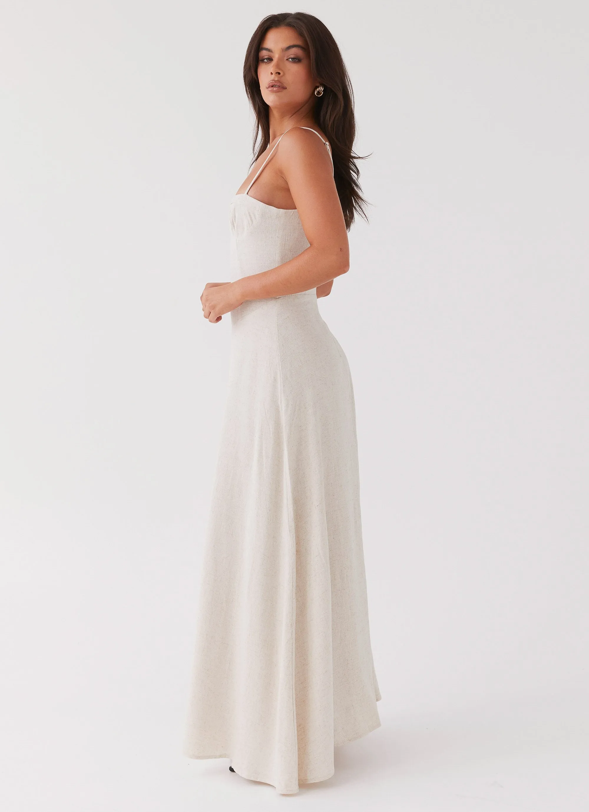 Angelina Linen Maxi Dress - Oatmeal sold by Peppermayo product image thumbnail 3