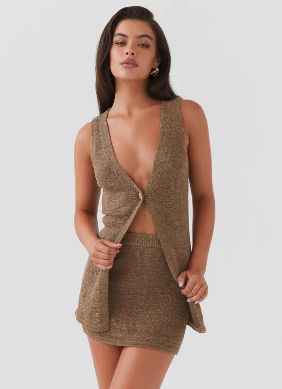 Capri Glow Knit Skirt - Khaki sold by Peppermayo
