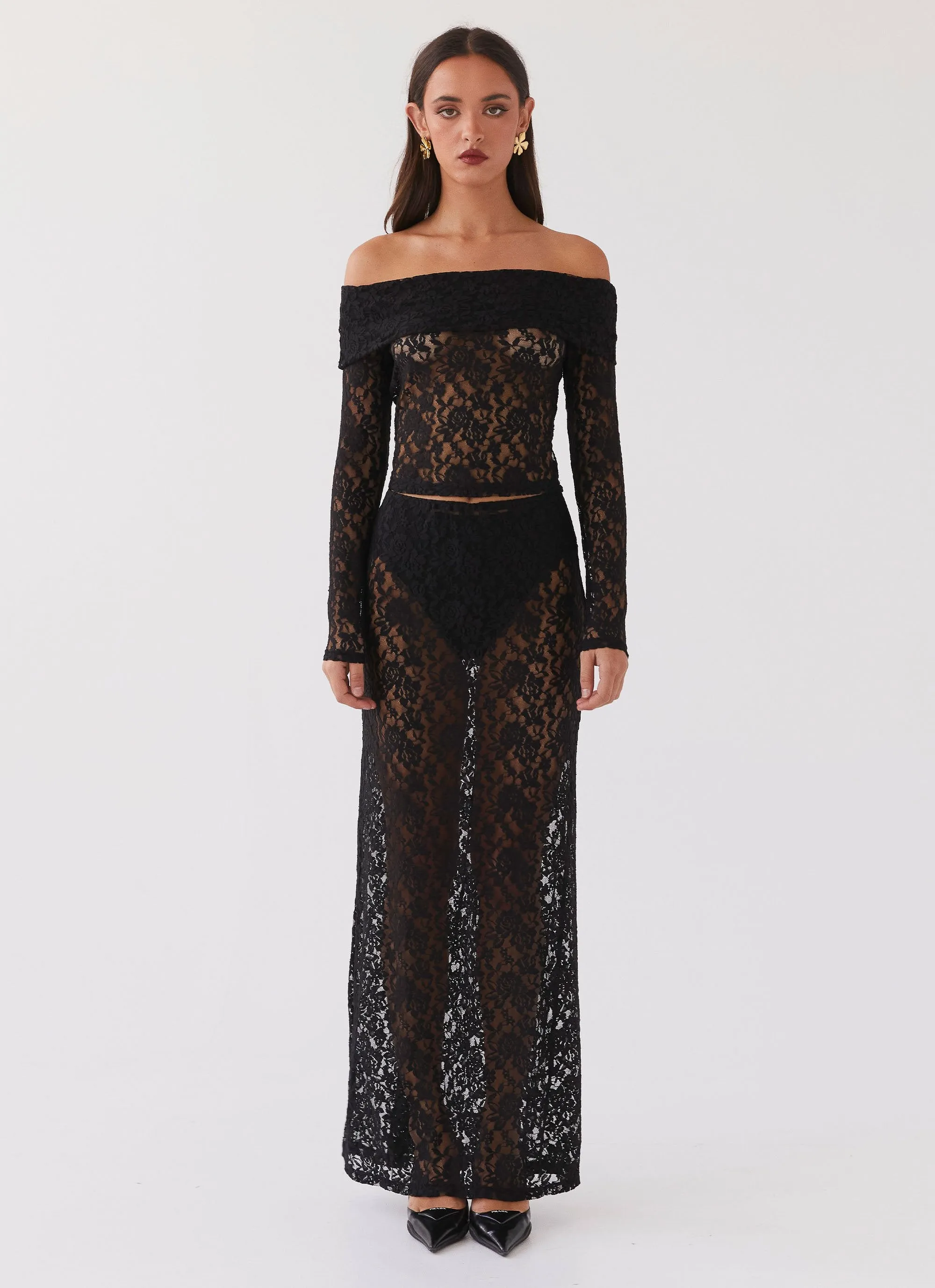 Zephyra Lace Long Sleeve Top - Black sold by Peppermayo product image thumbnail 2