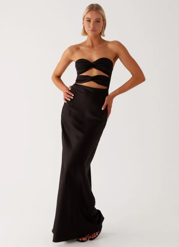 Tianna Strapless Maxi Dress - Black sold by Peppermayo