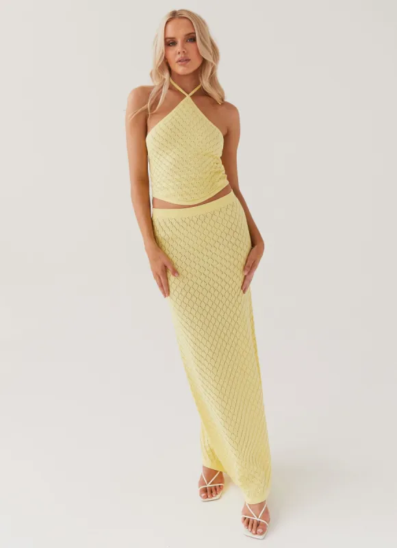 Amanza Knit Maxi Skirt - Lemon sold by Peppermayo