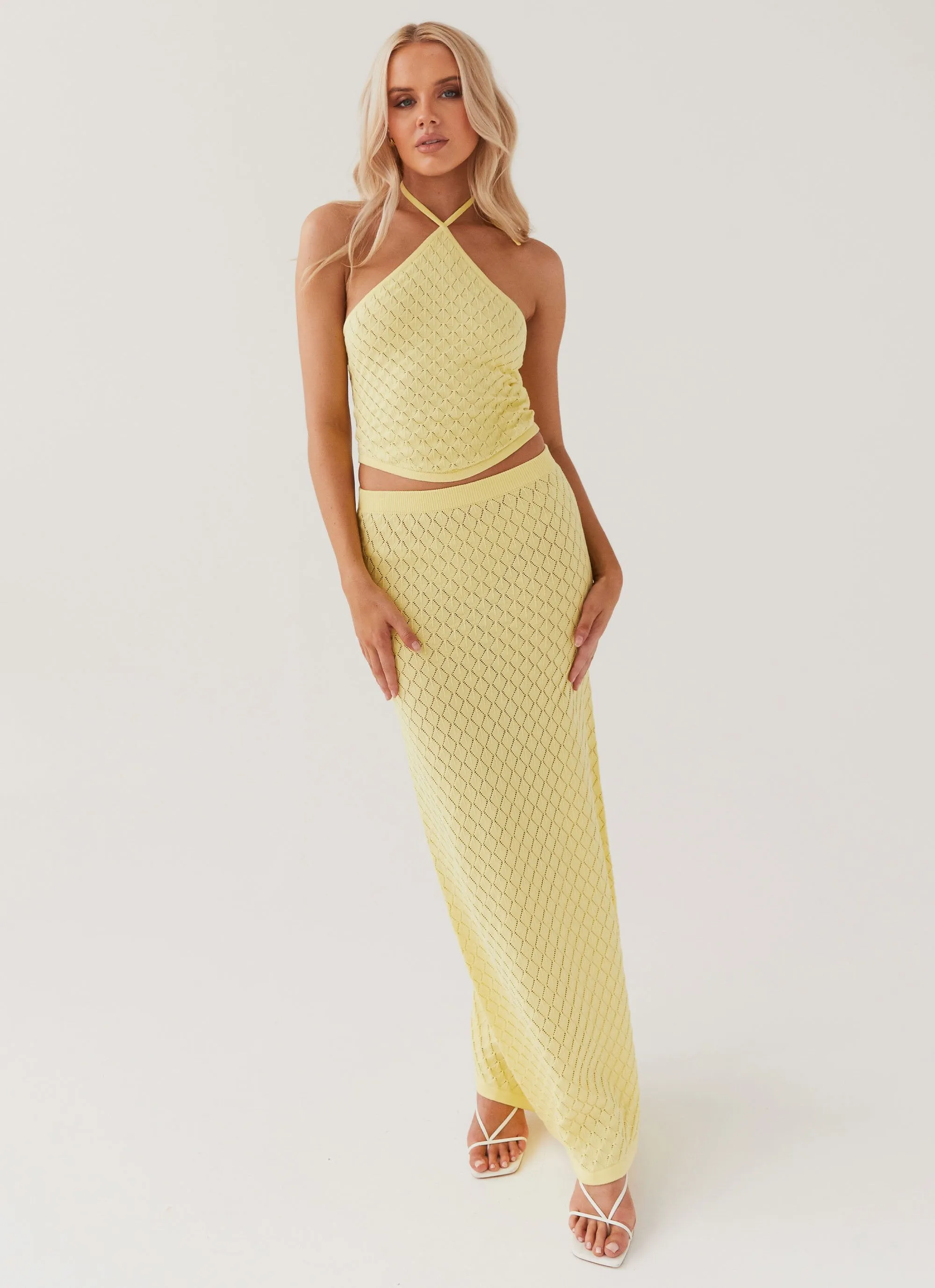 Amanza Knit Maxi Skirt - Lemon sold by Peppermayo