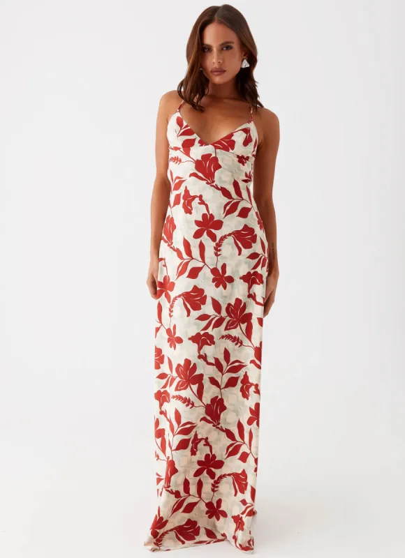 Cecily Maxi Dress - Red Green Floral sold by Peppermayo
