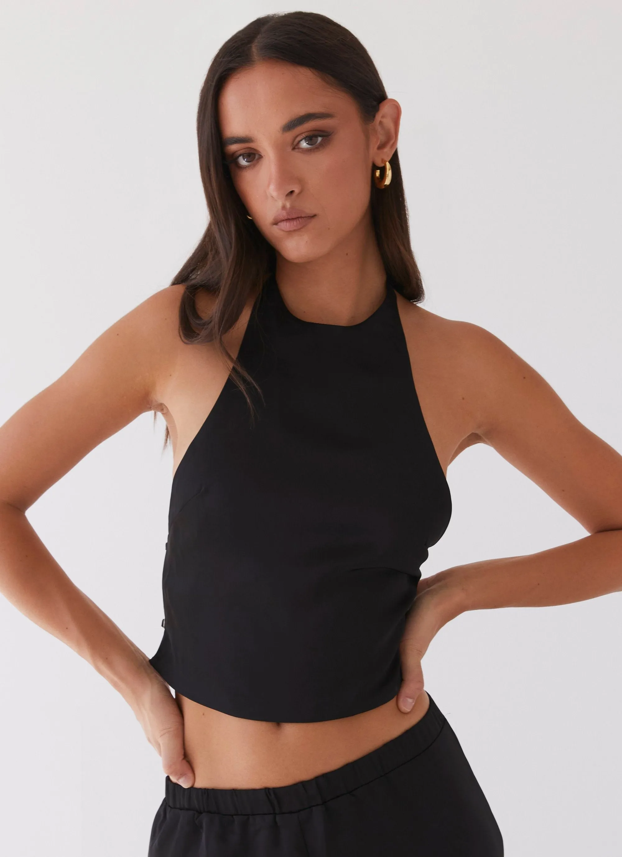 Bree Satin Halterneck Top - Black sold by Peppermayo product image thumbnail 3