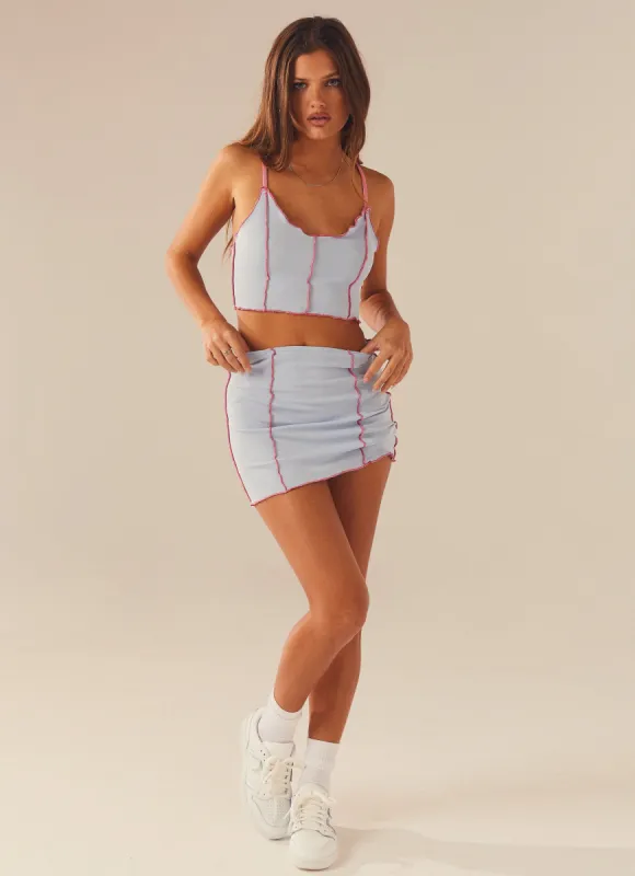 Sweet Lovin Knit Mini Skirt - Baby Blue sold by Peppermayo