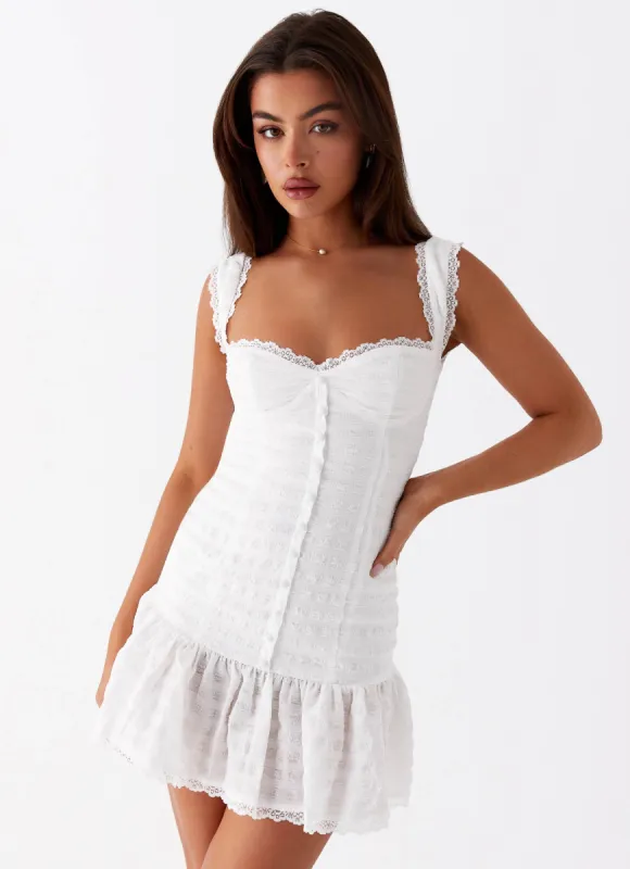 Kristina Mini Dress - White sold by Peppermayo
