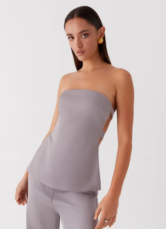 Enchanted Loving Strapless Top - Grey sold by Peppermayo