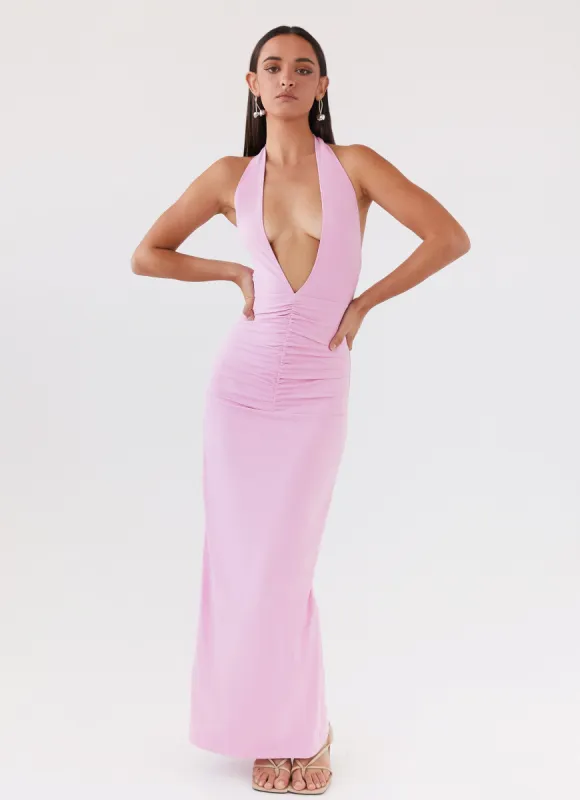 Whisked Away Halterneck Maxi Dress - Pink sold by Peppermayo