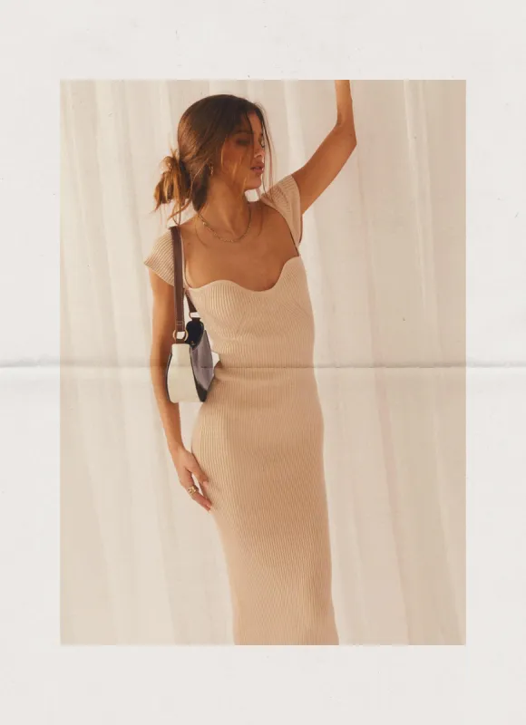 Vanessa Knit Midi Dress - Ivory sold by Peppermayo