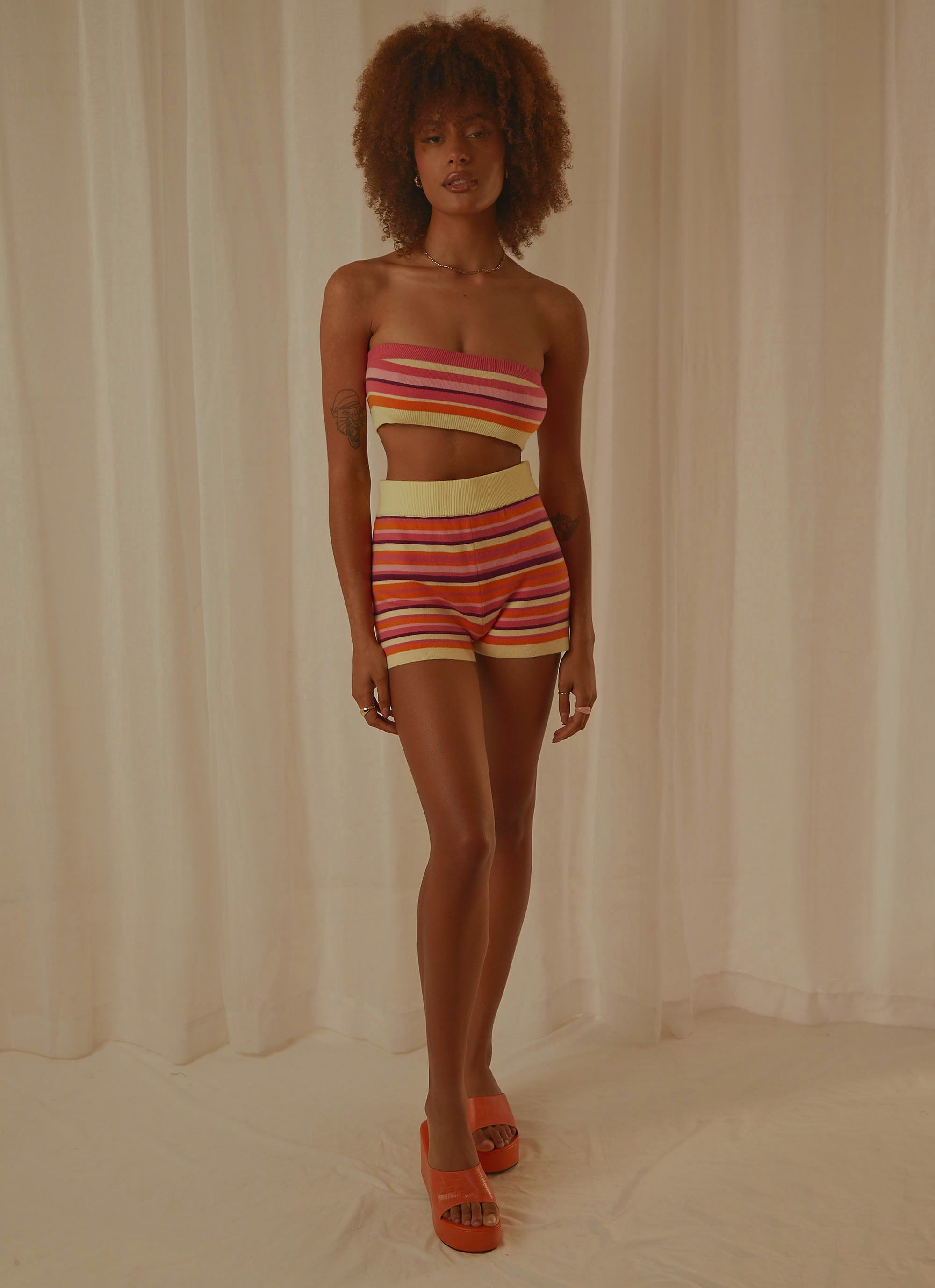 Sweet Talker Knit Crop Top - Pink Multi Stripe sold by Peppermayo product image thumbnail 3