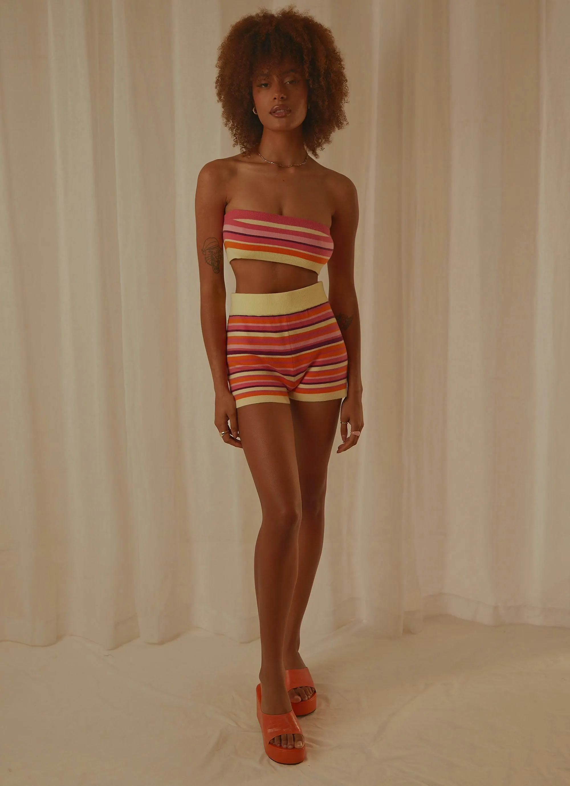 Sweet Talker Knit Crop Top - Pink Multi Stripe sold by Peppermayo product image thumbnail 3