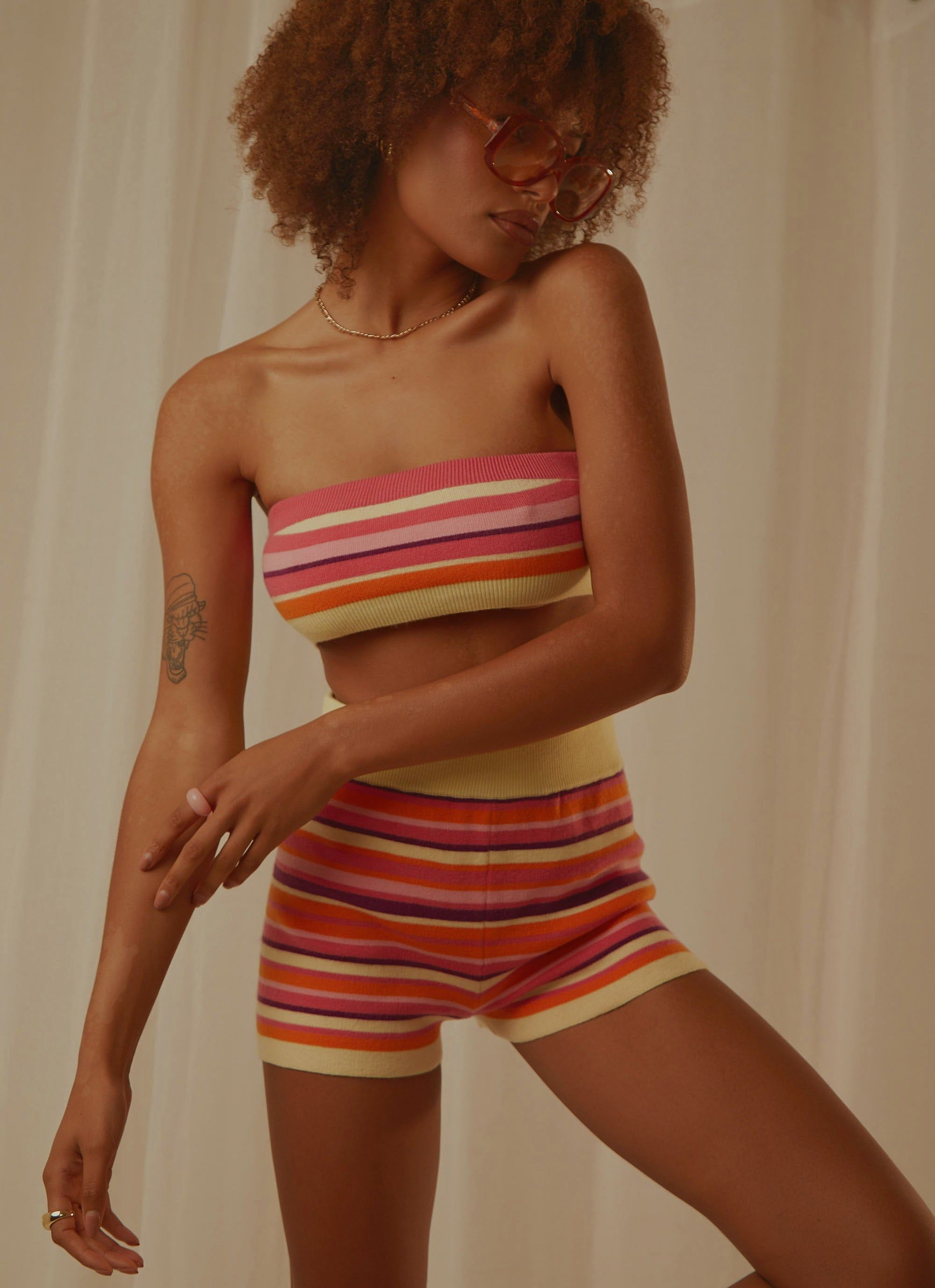 Sweet Talker Knit Crop Top - Pink Multi Stripe sold by Peppermayo product image thumbnail 4