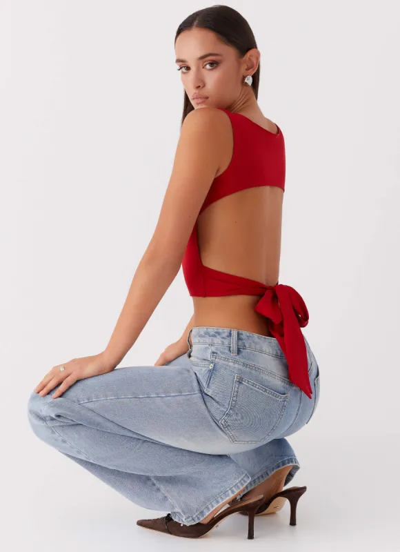 Saskie Tie Top - Ruby Red sold by Peppermayo
