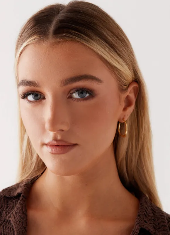 Etta Hoop Earrings - Gold sold by Peppermayo