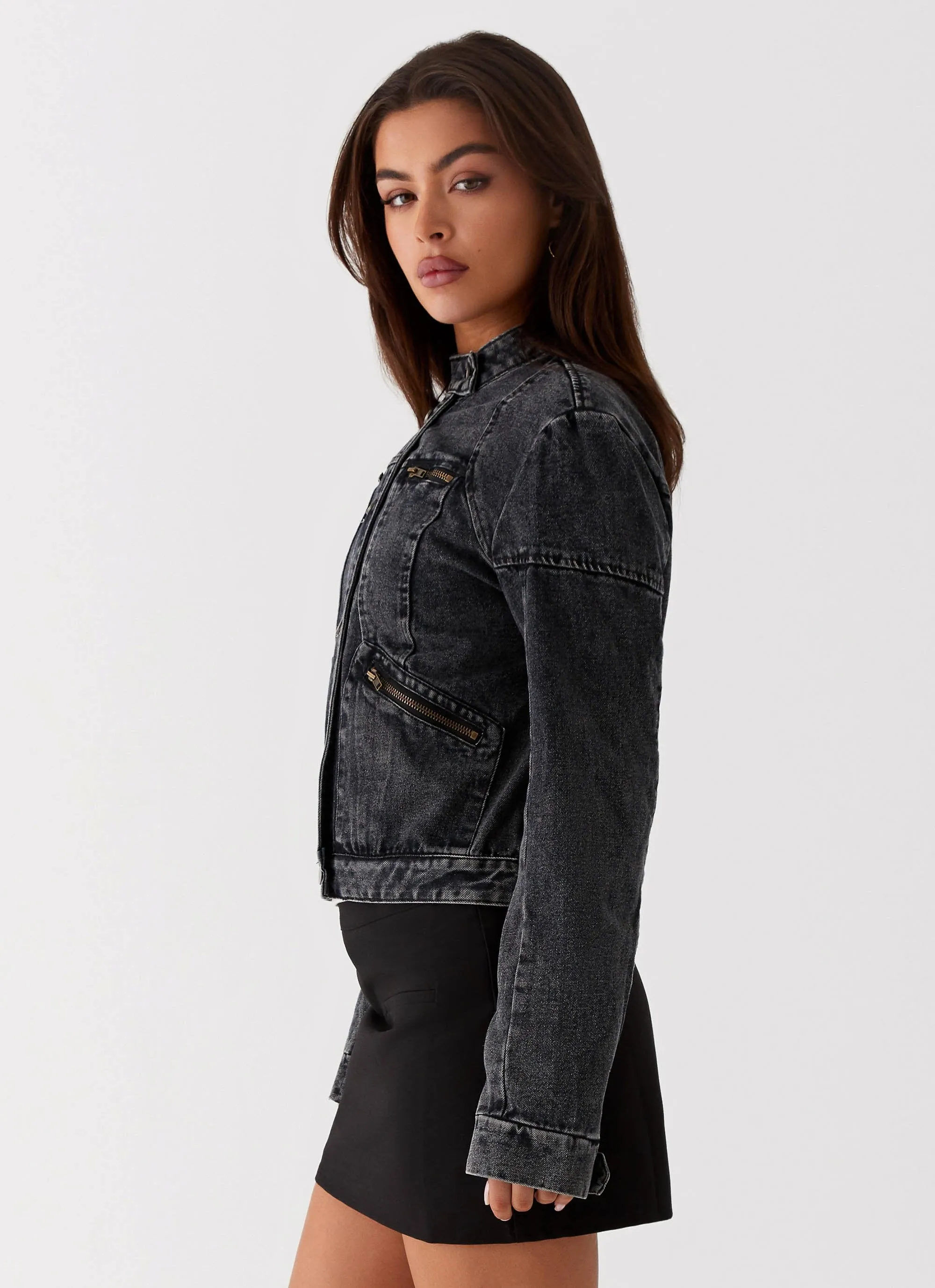Another Late Night Denim Jacket - Charcoal sold by Peppermayo product image thumbnail 3