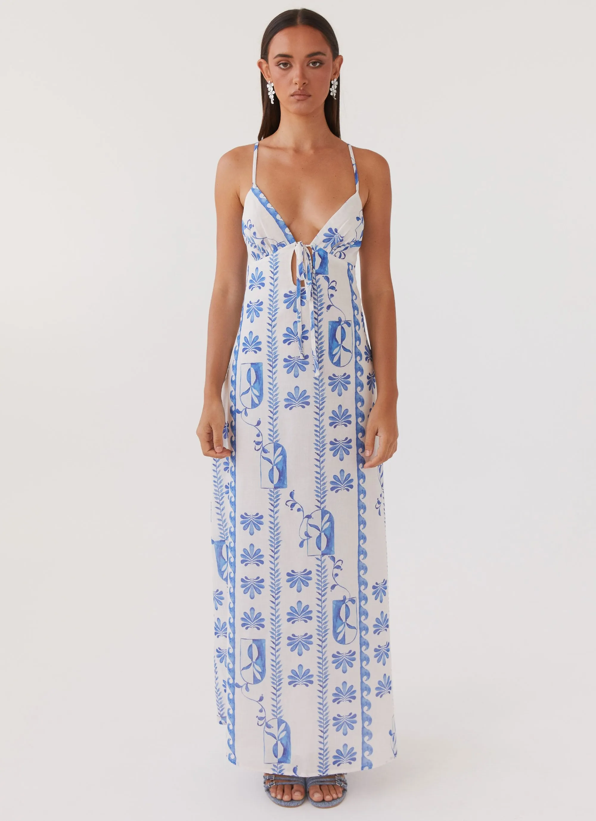 Flora Linen Maxi Dress - Floral Wave sold by Peppermayo product image thumbnail 2