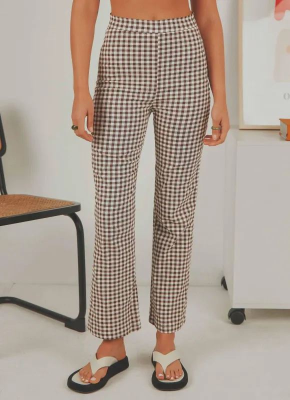 Palmero Pants - Choc Brown Gingham made by Peppermayo