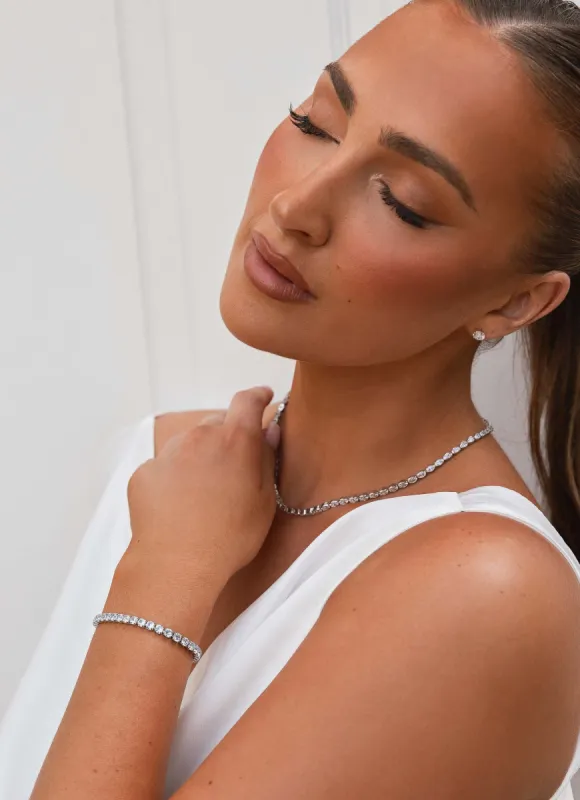 Timeless Diamante Bracelet - Silver Stone sold by Peppermayo