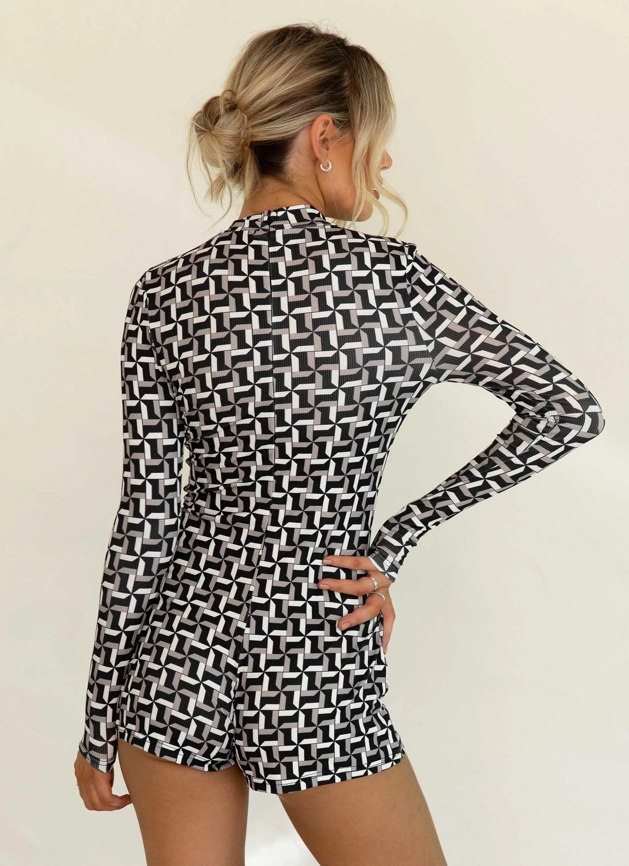 Feel the Vibe Playsuit - Monochrome Geo sold by Peppermayo product image thumbnail 3