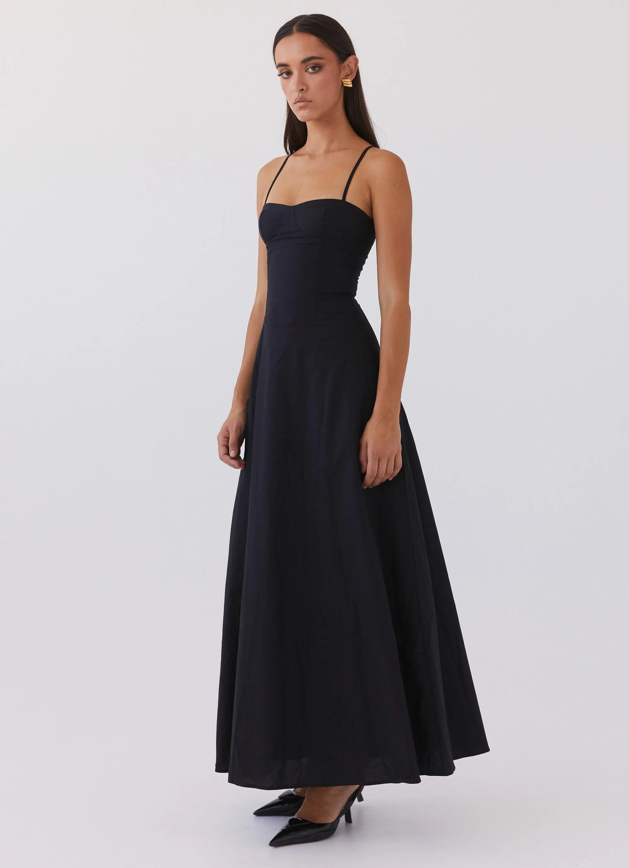 Angelina Linen Maxi Dress - Black sold by Peppermayo product image thumbnail 3