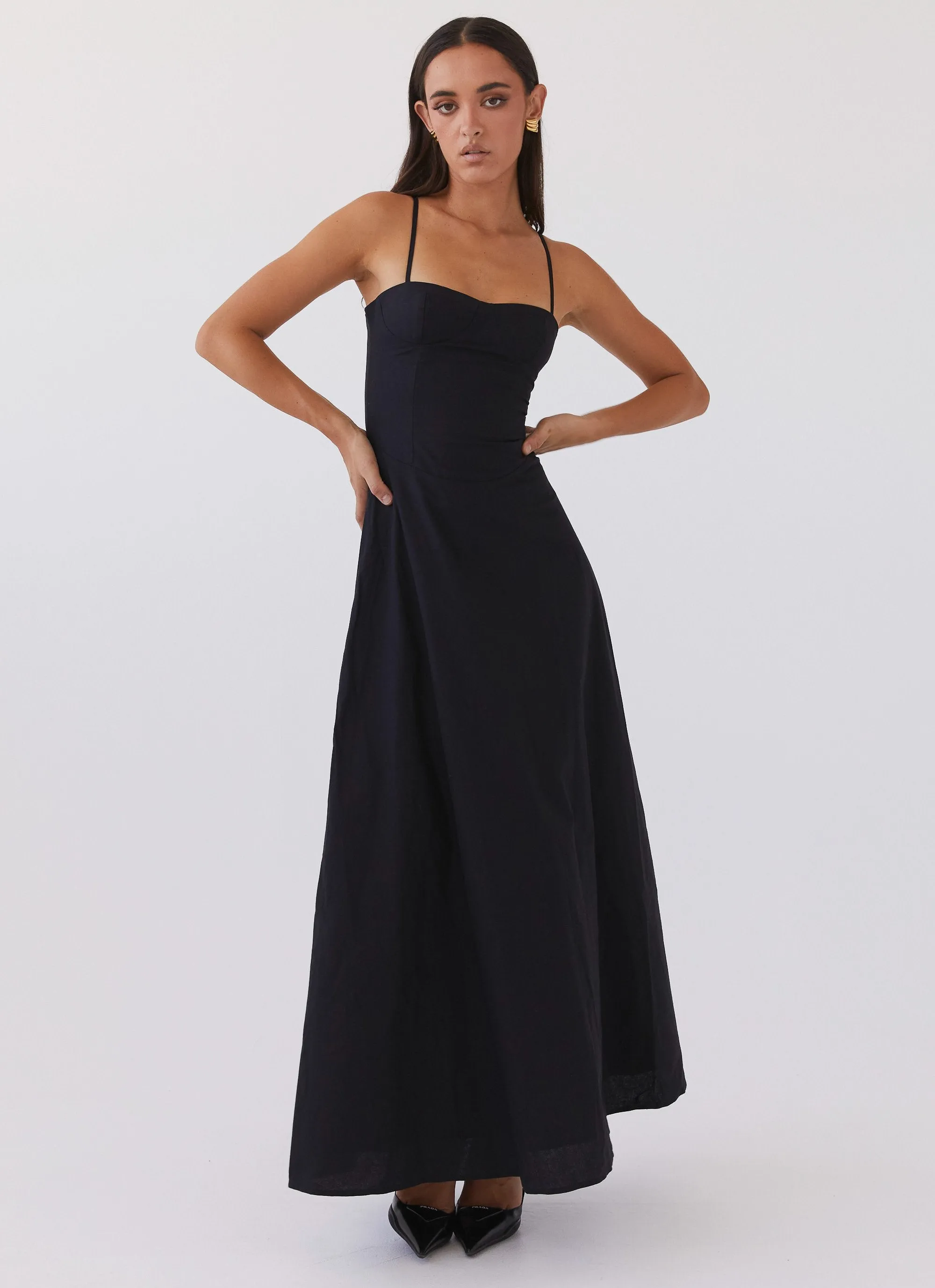 Angelina Linen Maxi Dress - Black sold by Peppermayo product image thumbnail 5