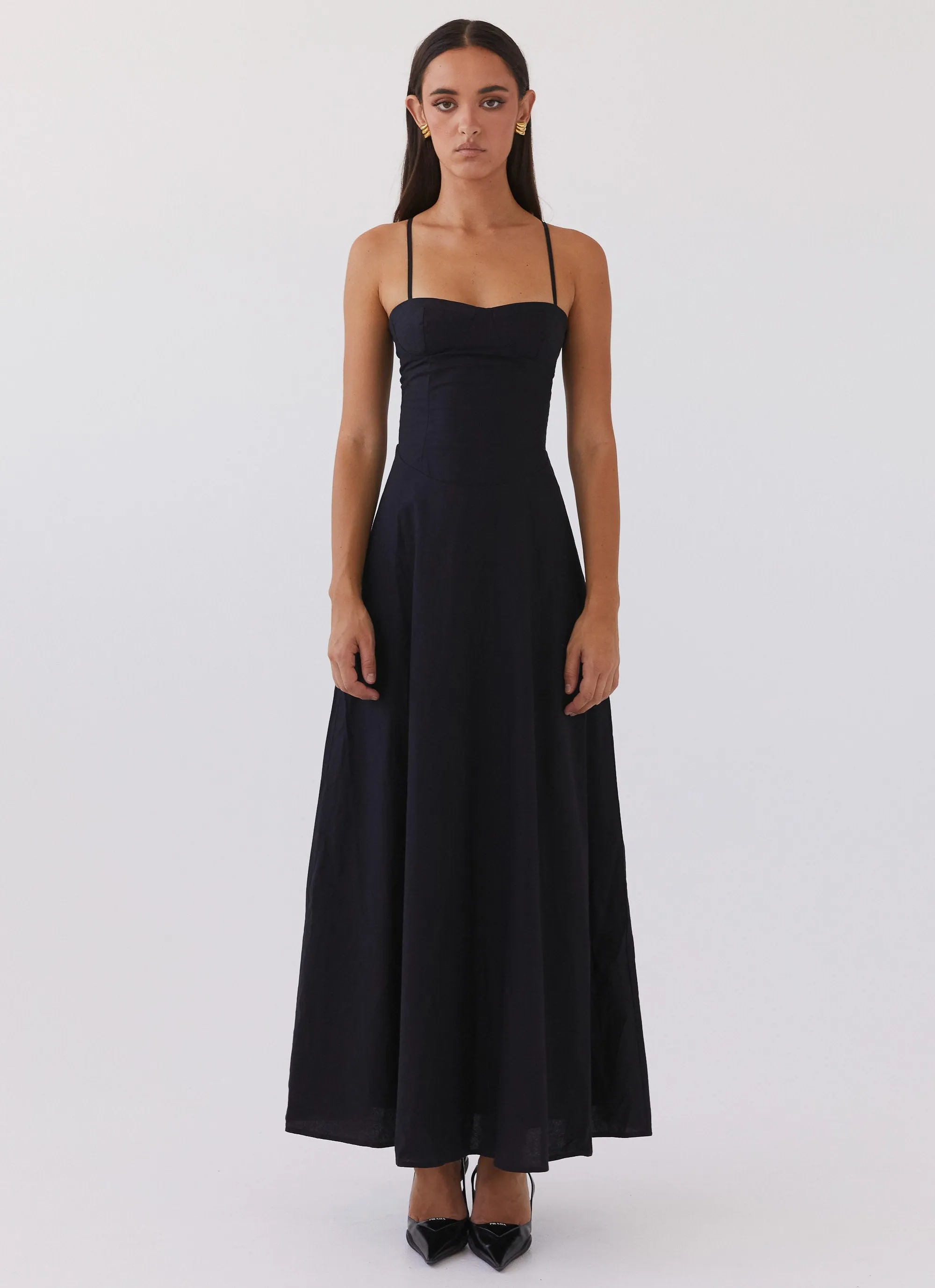 Angelina Linen Maxi Dress - Black sold by Peppermayo product image thumbnail 2