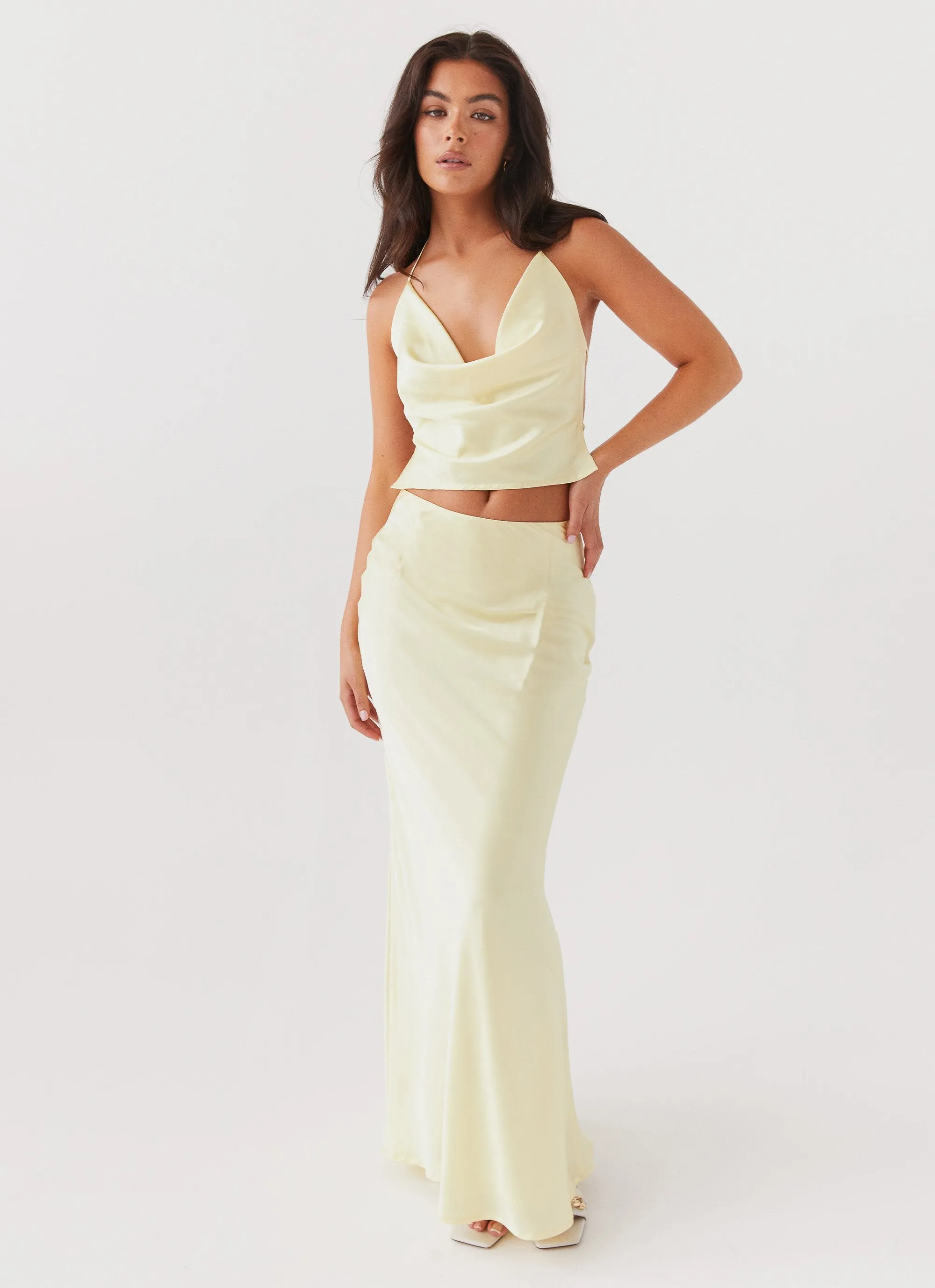 Ivanna Satin Maxi Skirt - Lemon sold by Peppermayo product image thumbnail 5