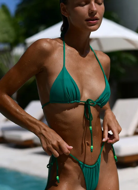 Lulu Low Rise Bottoms - Metallic Emerald and Matte Green sold by Peppermayo