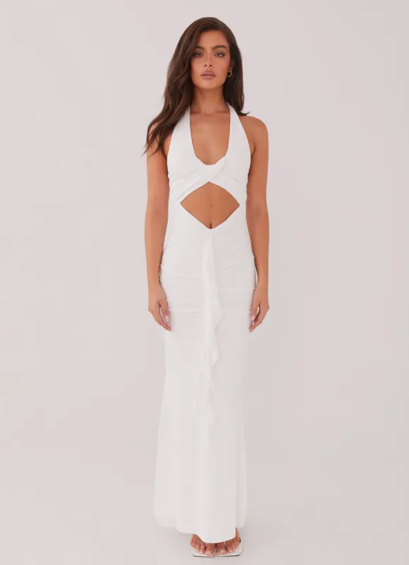 Allanna Frill Maxi Dress - White sold by Peppermayo