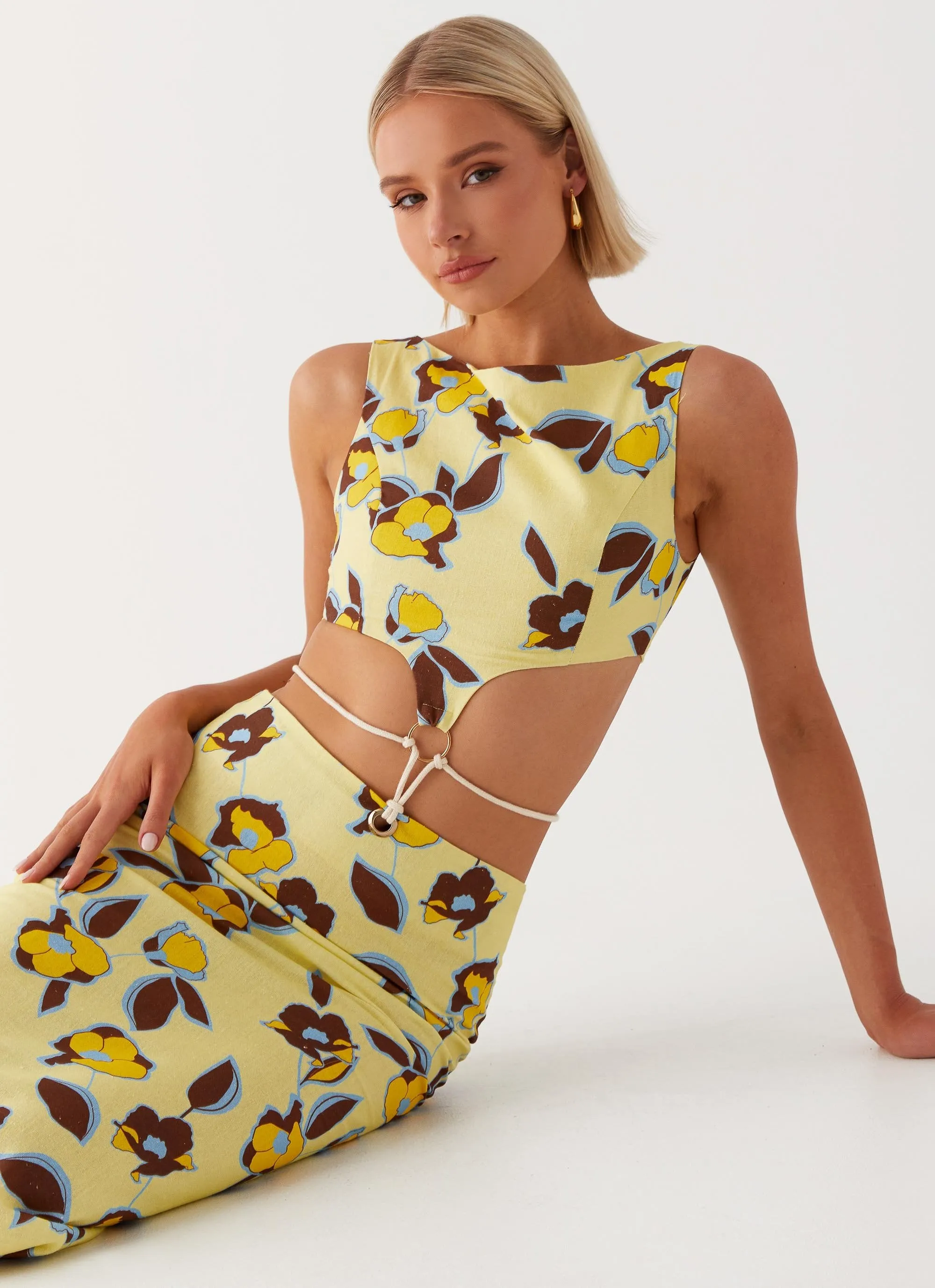 Taryn Cut Out Maxi Dress - Primrose sold by Peppermayo