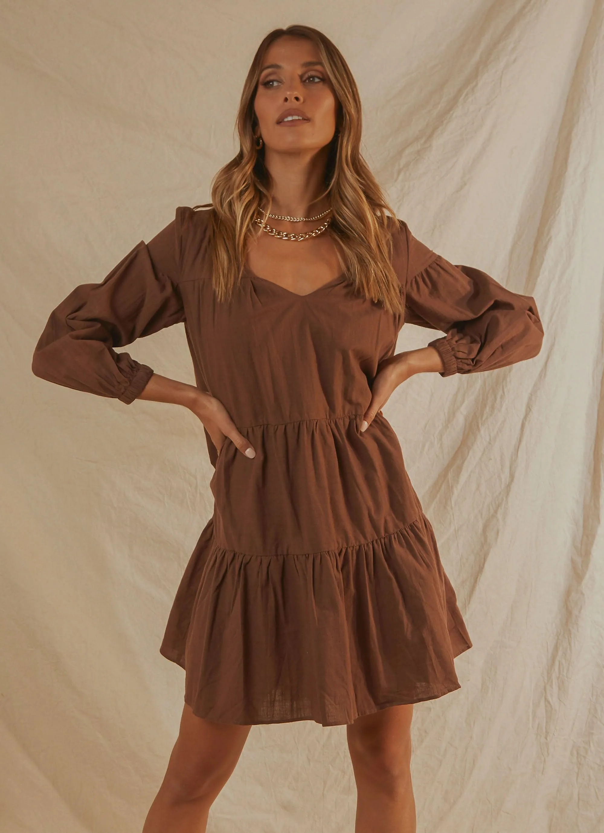 Camila Mini Dress - Choc Brown sold by Peppermayo product image thumbnail 3