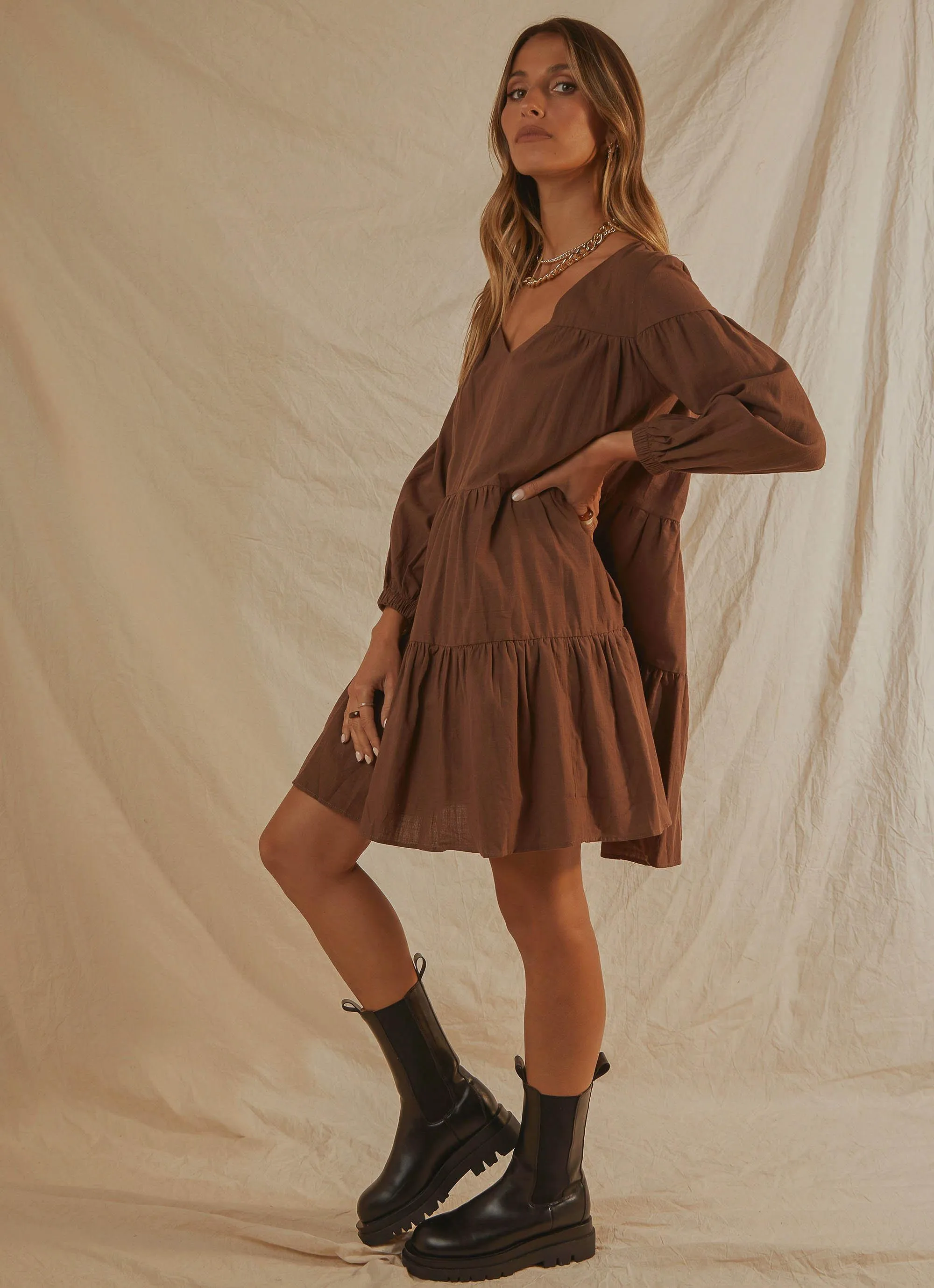 Camila Mini Dress - Choc Brown sold by Peppermayo product image thumbnail 4