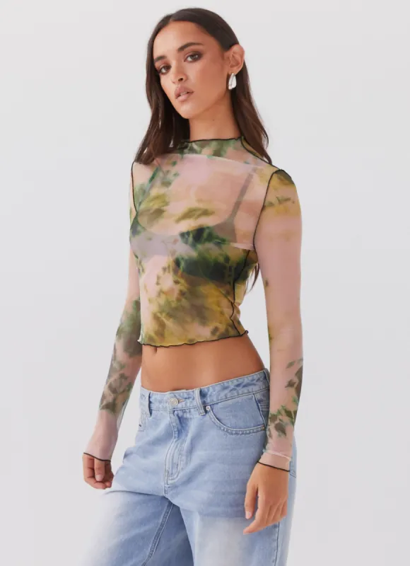 Neon Serenade Mesh Long Sleeve Top - Rainforest sold by Peppermayo