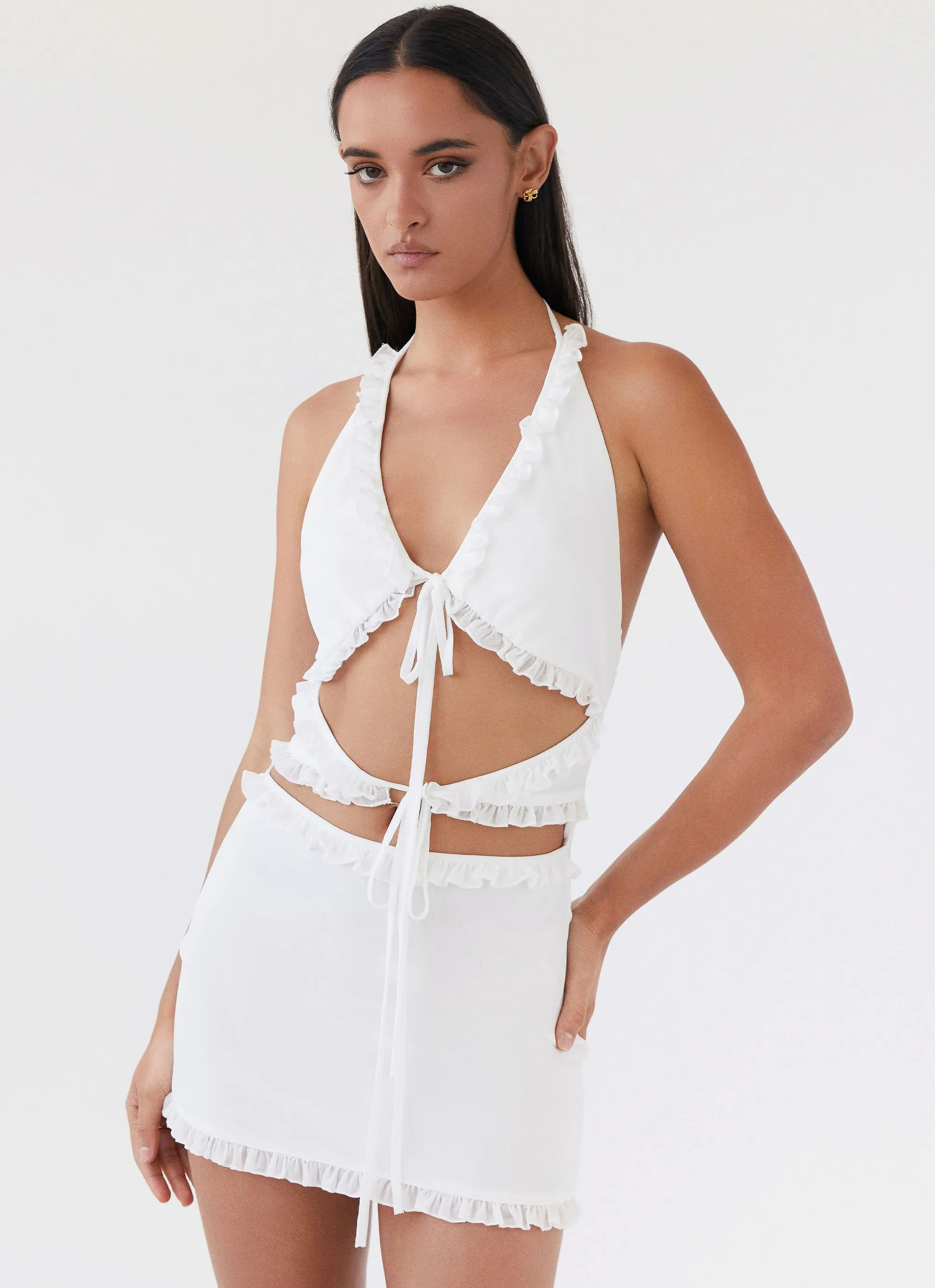 Love Exchange Ruffle Mini Dress - White sold by Peppermayo product image thumbnail 5