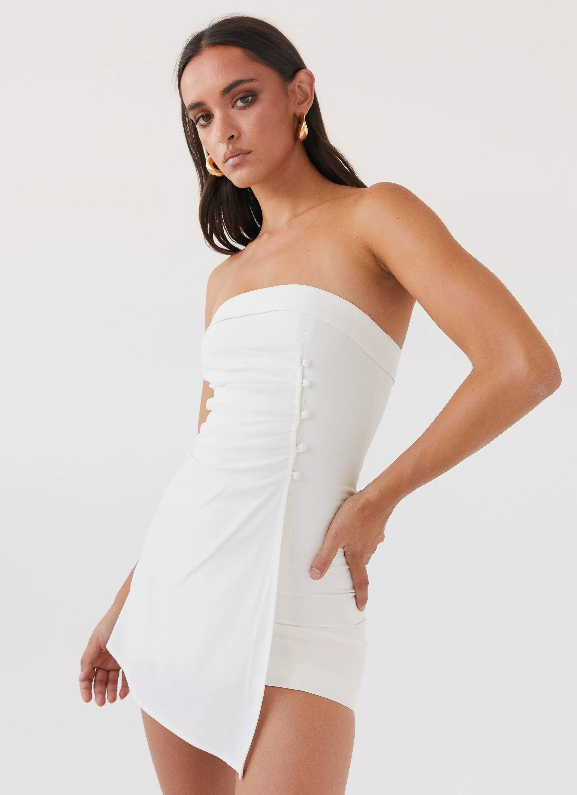 Lavinia Linen Tube Mini Dress - White sold by Peppermayo product image thumbnail 5