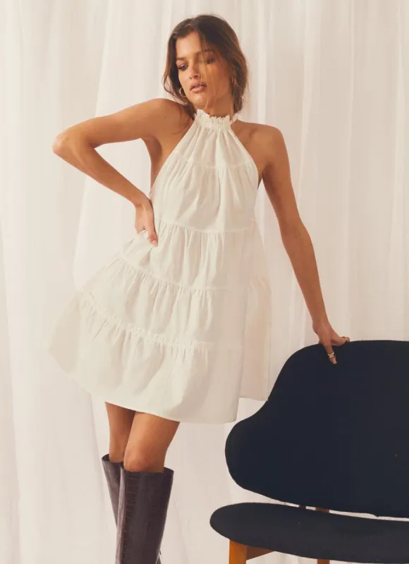 Liv Tier Dress - White sold by Peppermayo