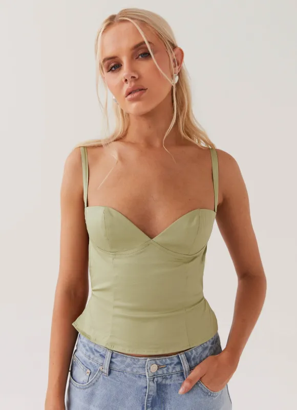 Naomi Backless Top - Sage sold by Peppermayo