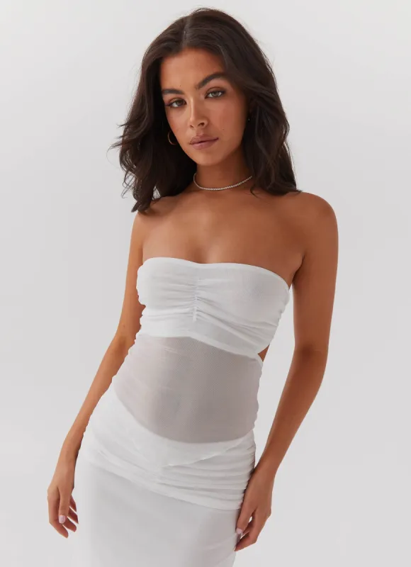 Look At Me Strapless Top - White sold by Peppermayo