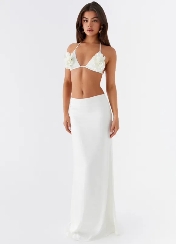 Morgan Low Rise Maxi Skirt - Ivory sold by Peppermayo