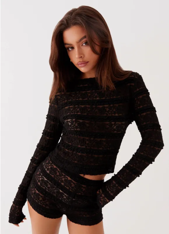 Northie Lace Long Sleeve Top - Black sold by Peppermayo