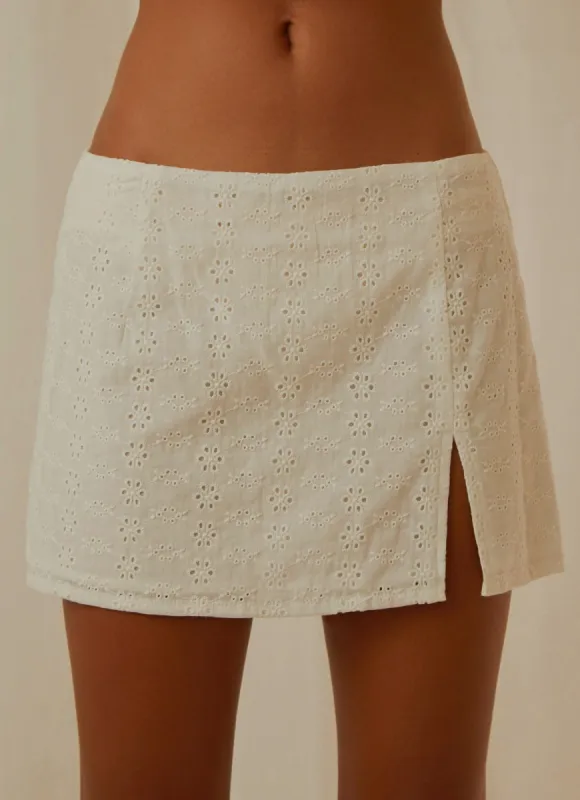 Field Dreams Mini Skirt - White Broderie sold by Peppermayo
