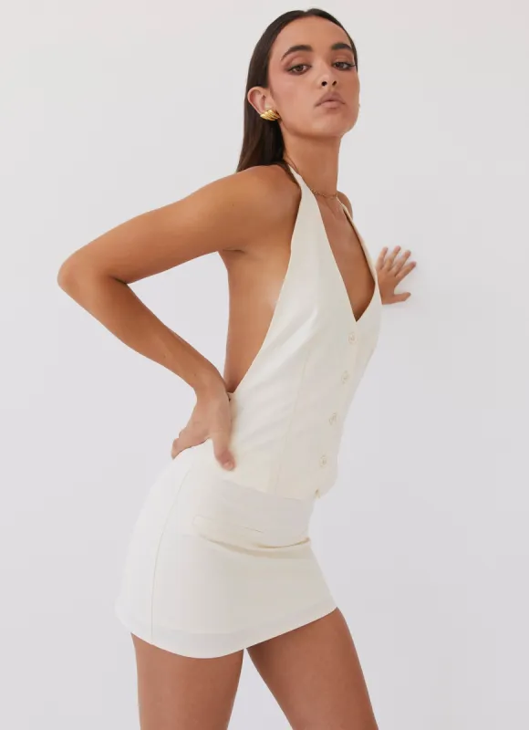 Sarah Mini Skirt - Ivory sold by Peppermayo