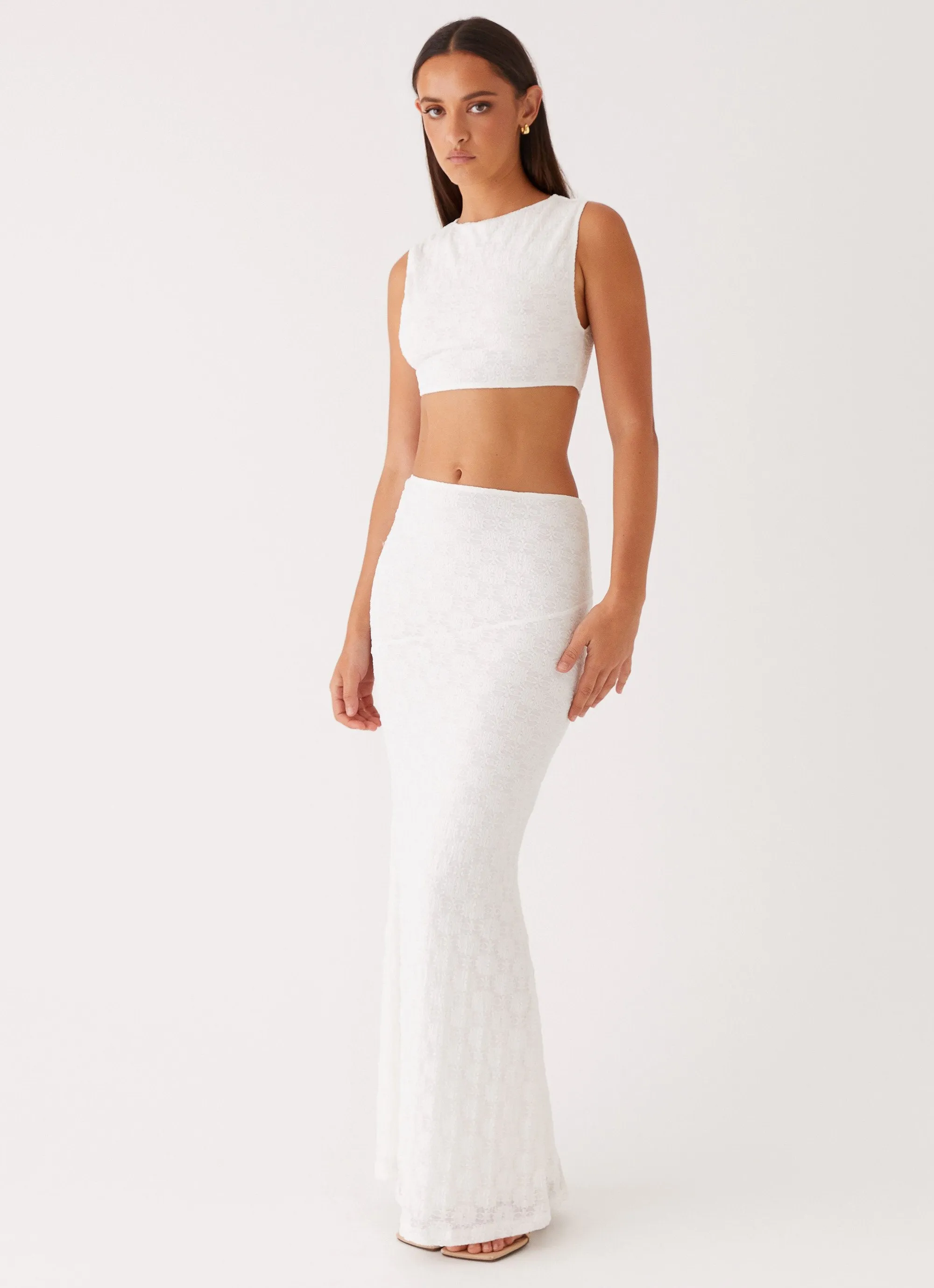Issey Maxi Skirt - White sold by Peppermayo