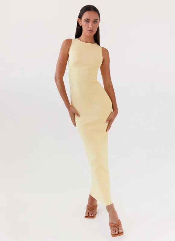 Holly Knit Maxi Dress - Yellow made by Peppermayo