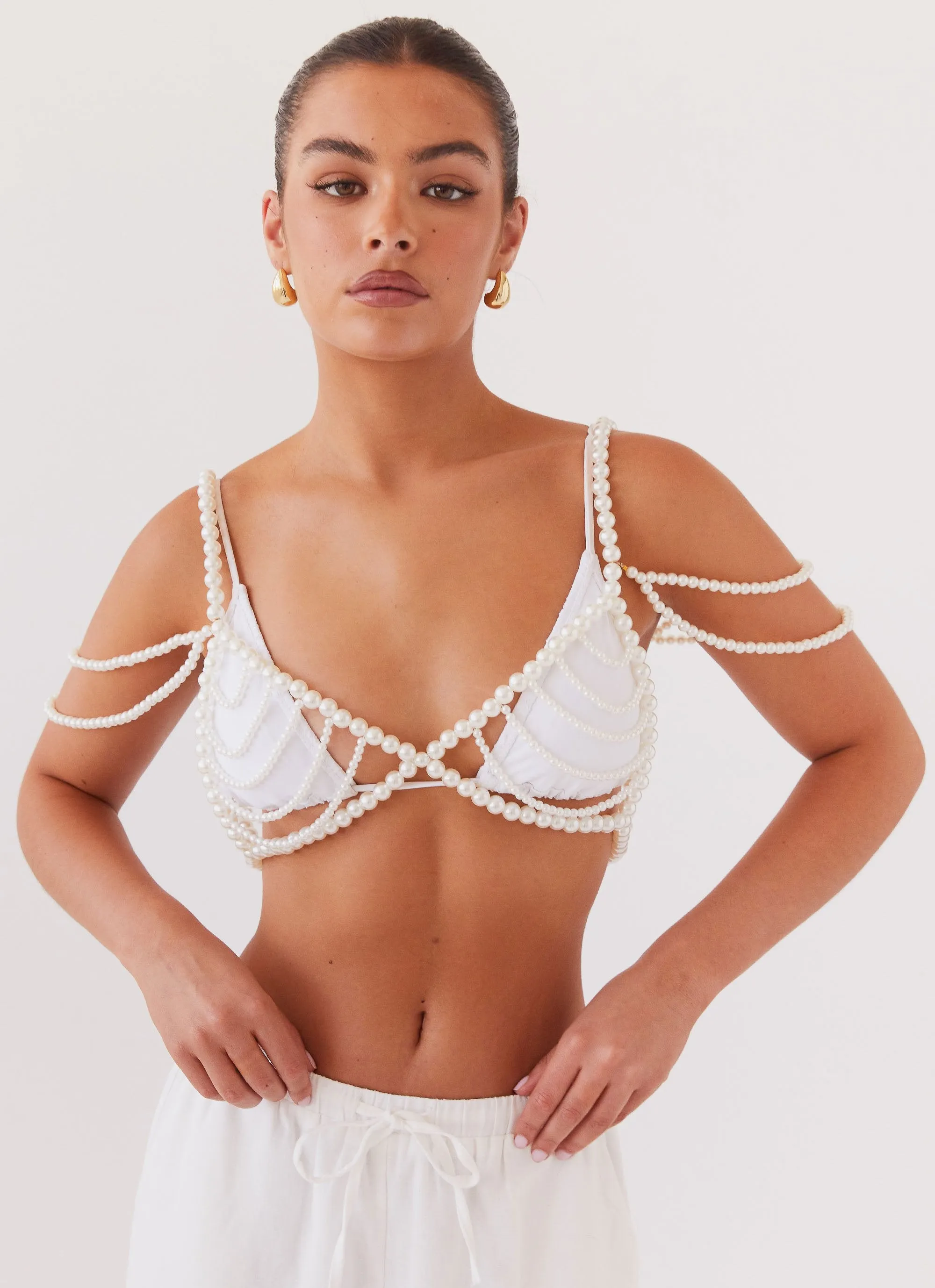 Serenade Pearl Beaded Bralet Top - Pearl sold by Peppermayo product image thumbnail 5