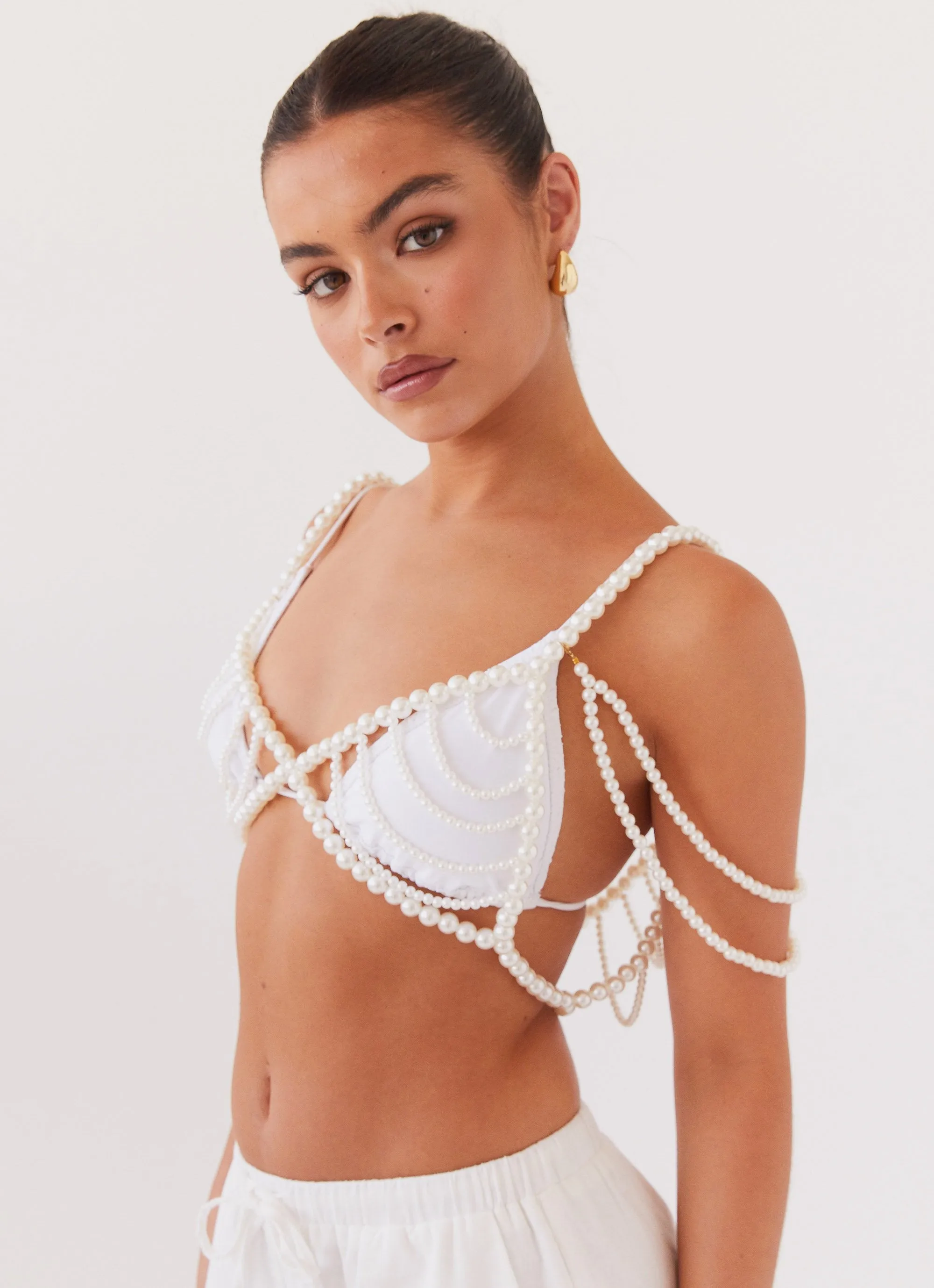 Serenade Pearl Beaded Bralet Top - Pearl sold by Peppermayo product image thumbnail 4